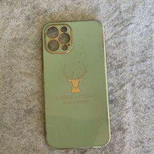 Green Phone Case with Gold Accents